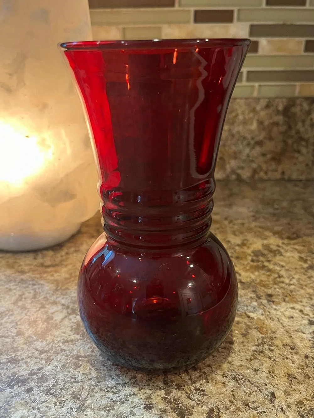 Vintage Anchor Hocking Ruby Red Glass Vase